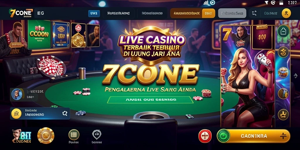Tampilan gameplay Live Casino yang mendebarkan di 7CONE.