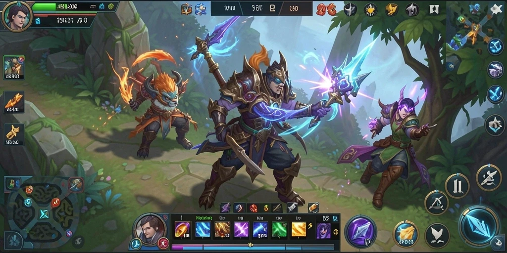 Screenshot gameplay ASIA200 yang menunjukkan aksi pertempuran epik.