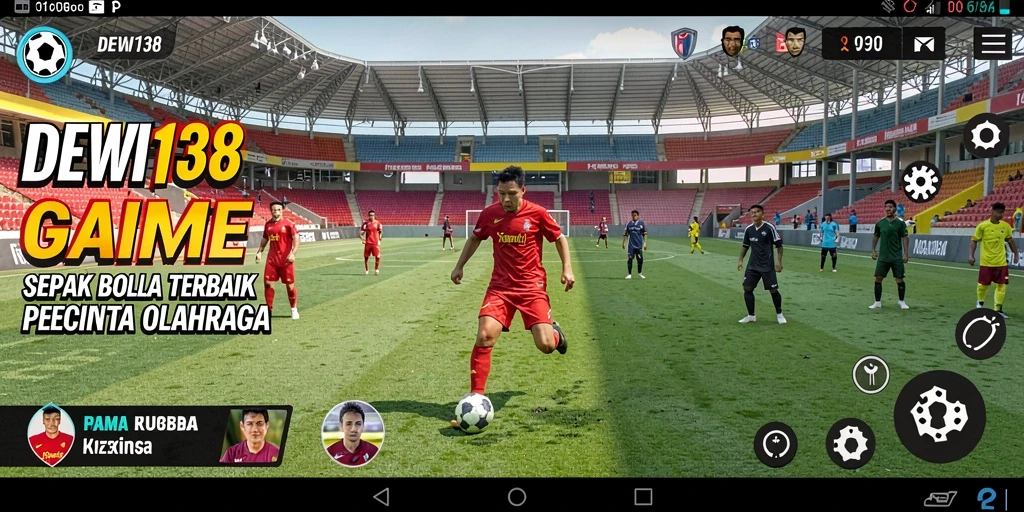 Tampilan gameplay DEWI138 dengan aksi sepak bola yang seru.