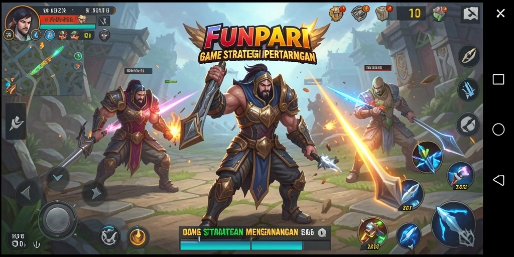 Screenshot utama menunjukkan gameplay seru di dalam <strong>FUNPARI</strong>.