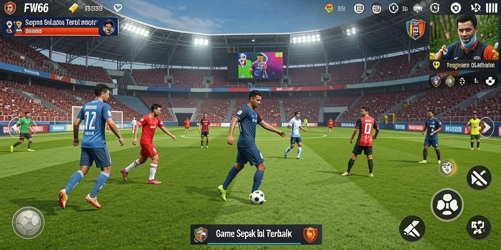 Tampilan gameplay FW66 yang menegangkan dan realistis dalam sepak bola.