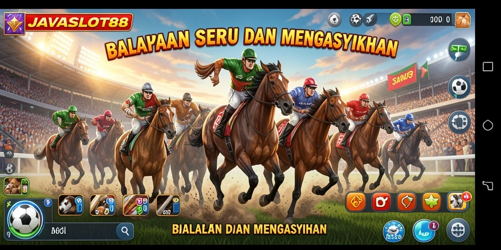 Gameplay balapan seru di JAVASLOT88 dengan mobil yang memacu adrenalin.