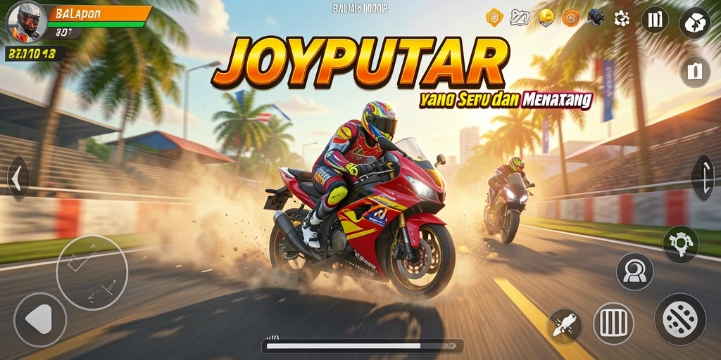Tampilan gameplay seru dari balapan motor di JOYPUTAR.