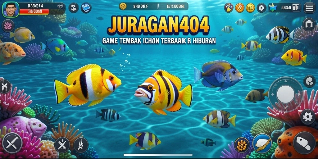 Tampilan gameplay menarik dari JURAGAN404 saat menembak ikan.