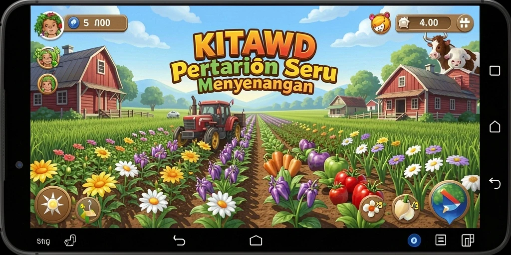 Tampilan gameplay KITAWD yang menarik dari lahan pertanian.