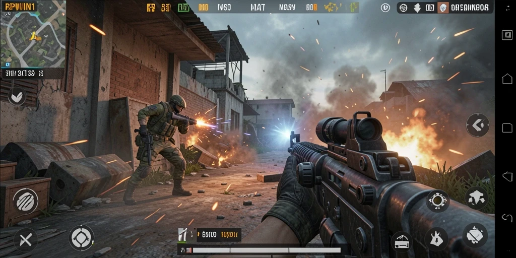 Tangkapan layar menampilkan aksi seru dalam gameplay FPS RPWIN1.