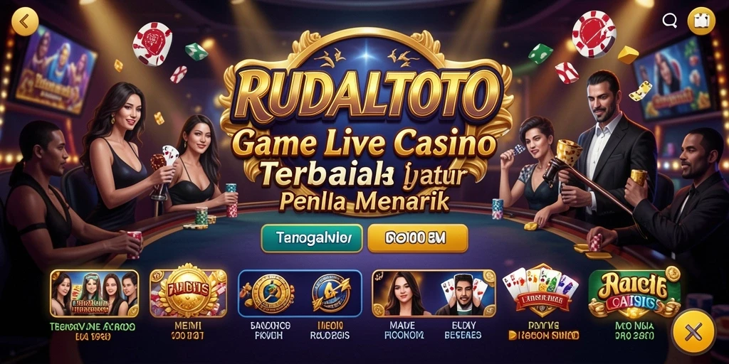 Screenshot utama RUDALTOTO menampilkan dealer langsung di meja permainan.