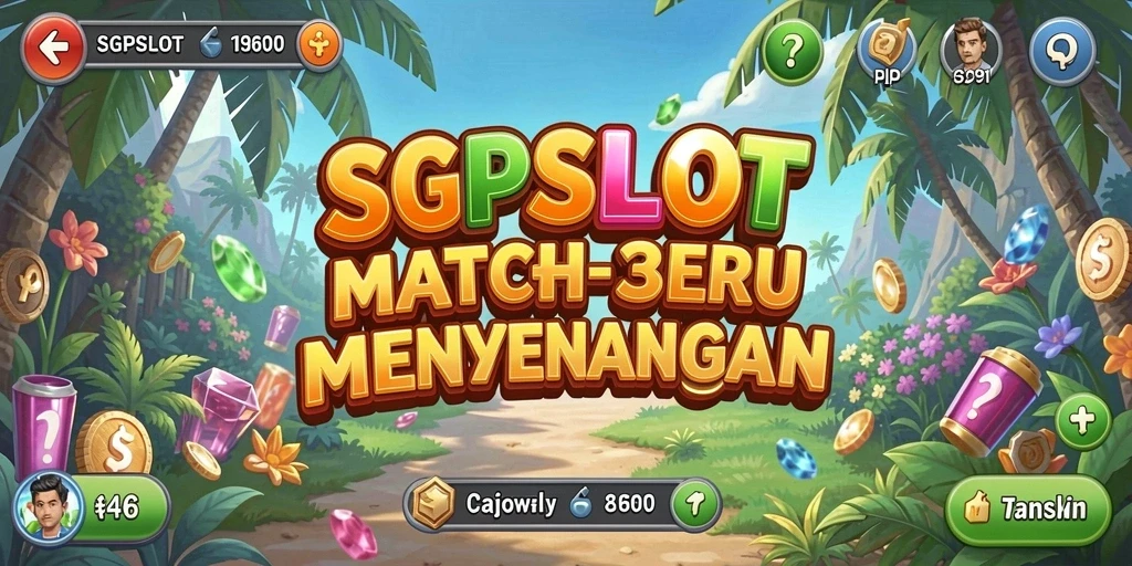 Screenshot gameplay SGPSLOT yang menunjukkan aksi Match-3 yang seru.
