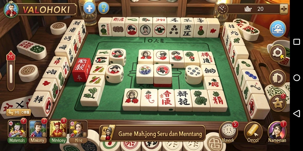 Tampilan gameplay VALOHOKI dengan tantangan Mahjong yang seru.